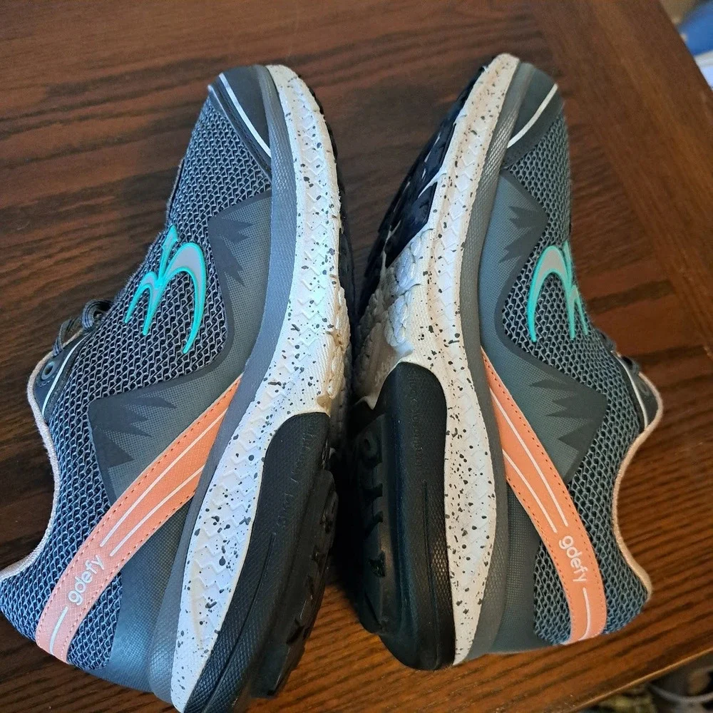 Gravity Defyer G-Defy Ion Women 9 Grey Teal Coral Walking Shoes TB9024FGP-M